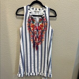 Altar'd State Blue and White Graphic Blouse